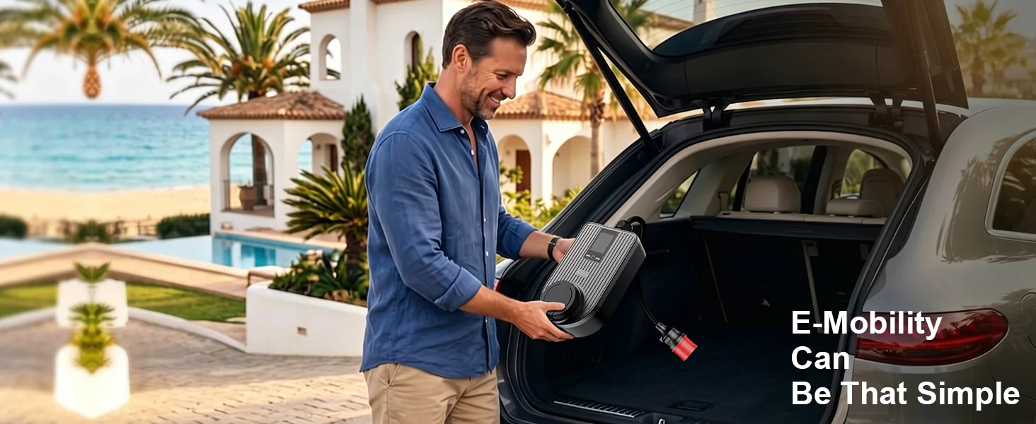 Q Series charger carried from a vehicle for portable charging